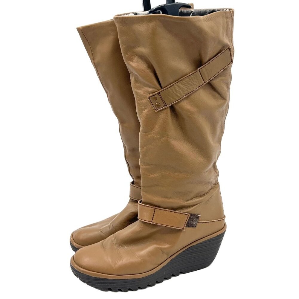 Fly London Slouch Wedge Leather Boots - Picture 3 of 11